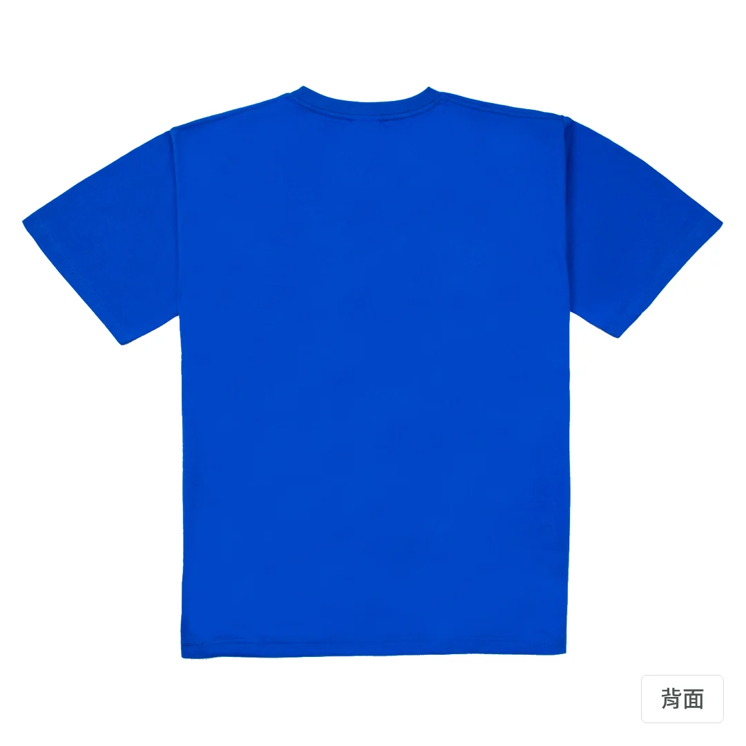 諧教 002｜喵力人（深色衣款）｜240g 重磅落肩棉T 寶藍 背面
