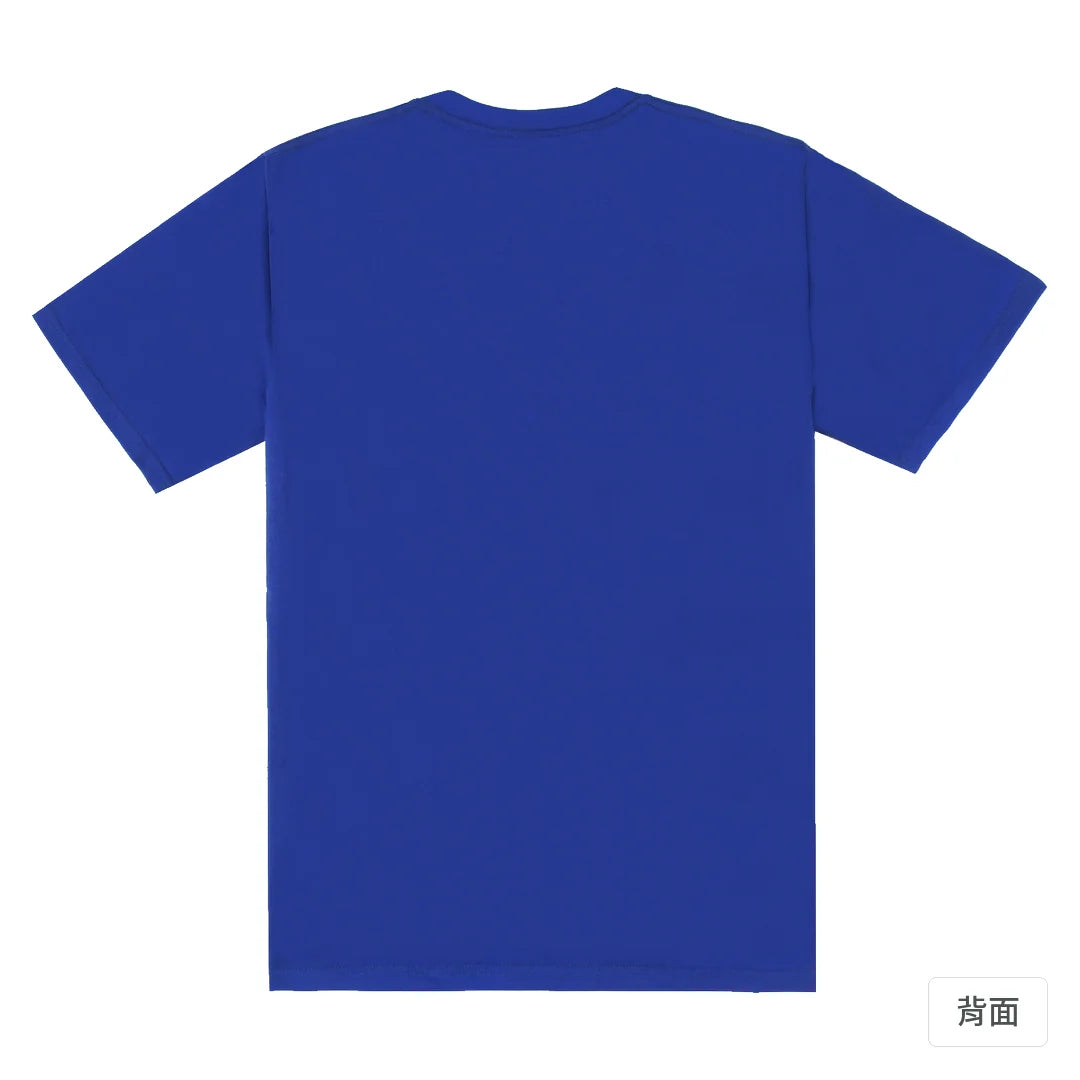諧教 011｜家一人（深色衣款）｜180g 精梳棉圓筒T 寶藍 背面
