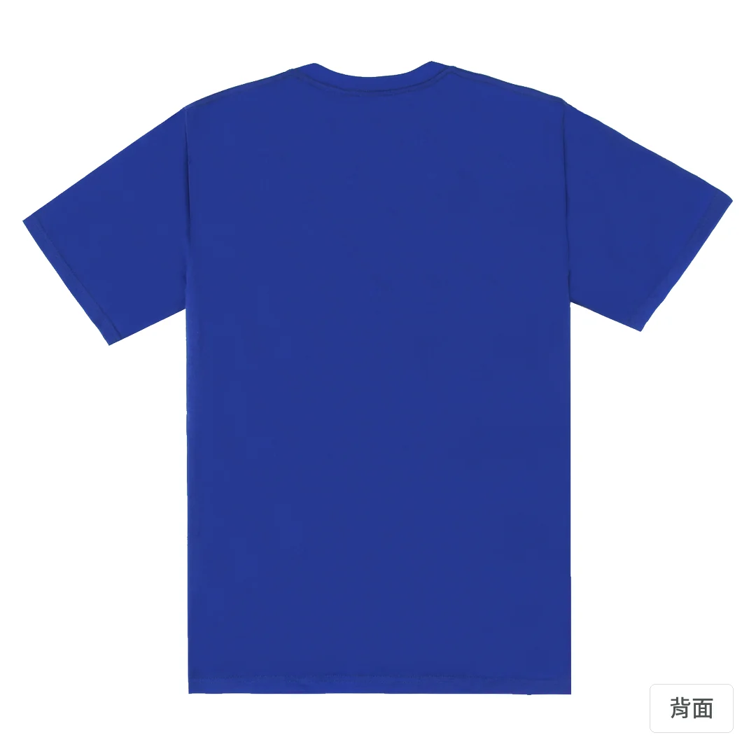 諧教 012｜糕熊人（深色衣款）｜180g 精梳棉圓筒T 寶藍 背面