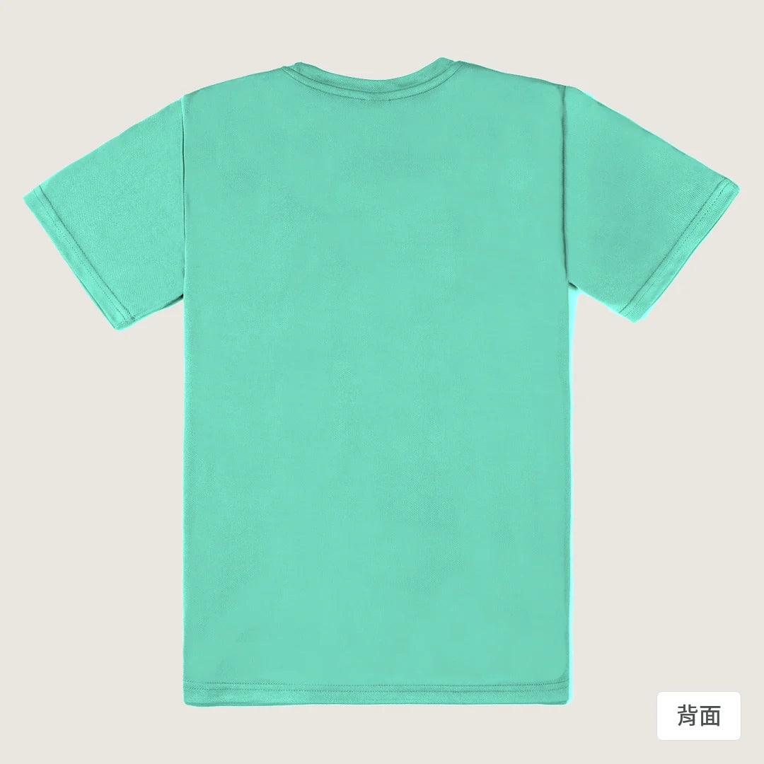 諧教 010｜辛豬人（淺色衣款）｜涼感排汗機能衫 海藍色 背面