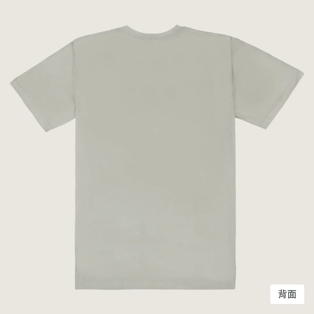 諧教 002｜喵力人（淺色衣款）｜180g 精梳棉圓筒T 銀灰 背面