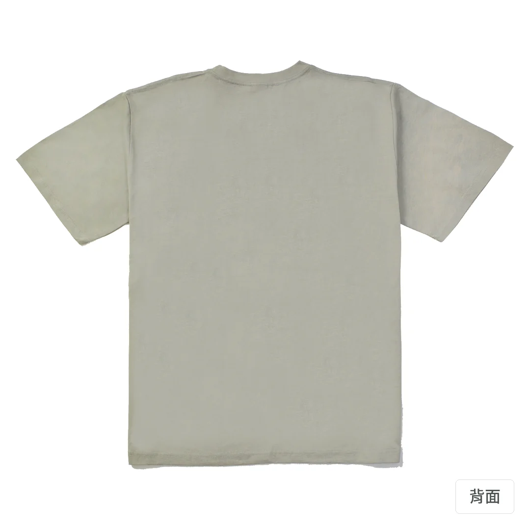 諧教 002｜喵力人（淺色衣款）｜240g 重磅落肩棉T 銀灰 背面