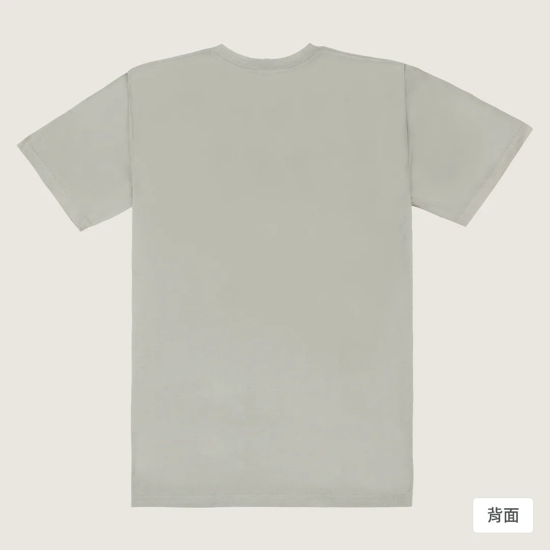 諧教 004｜逃猿人（淺色衣款）｜180g 精梳棉圓筒T 銀灰 背面