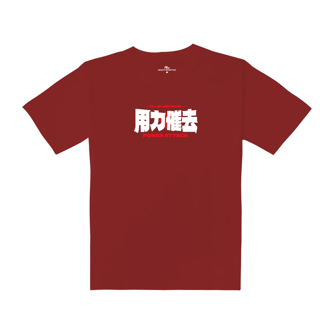 用力催球｜重磅落肩棉T 櫻桃紅 正面