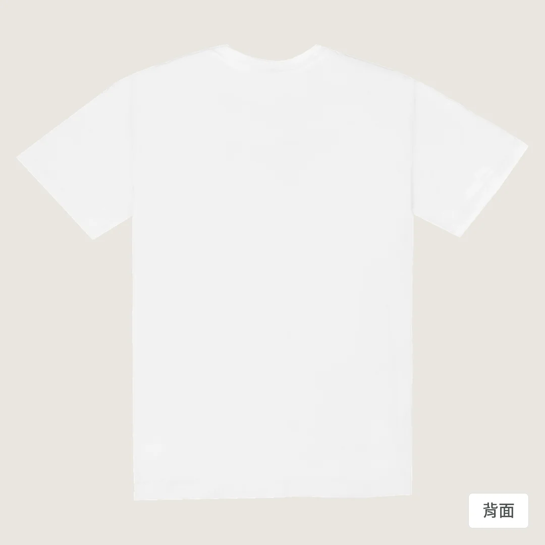 諧教 002｜喵力人（淺色衣款）｜180g 精梳棉圓筒T 白色 背面