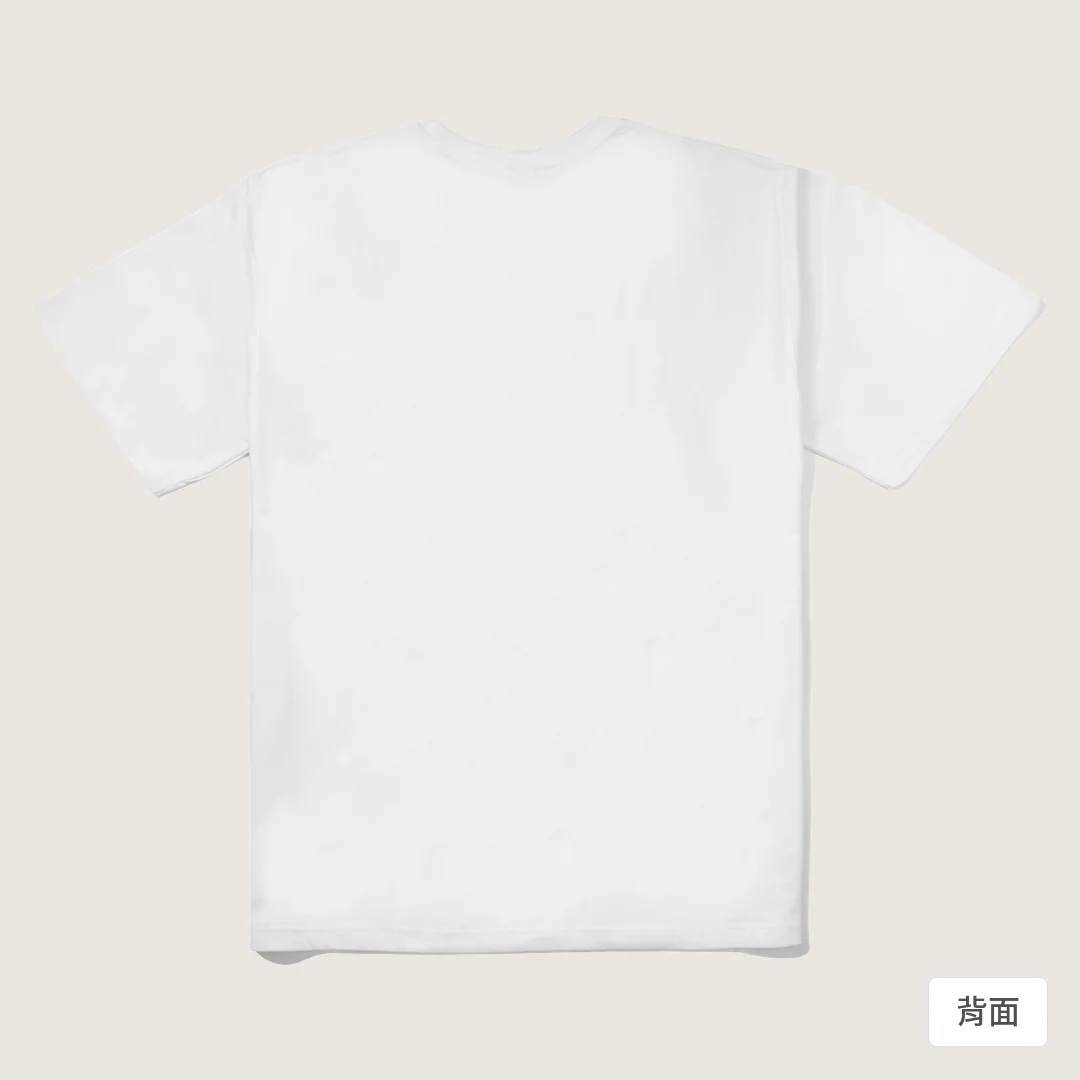 諧教 002｜喵力人（淺色衣款）｜280g 重磅落肩棉T 白色 背面