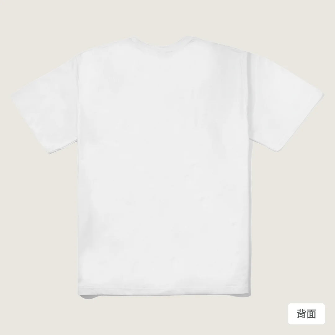 諧教 003｜雞籠人（淺色衣款）｜280g 重磅落肩棉T 白色 背面
