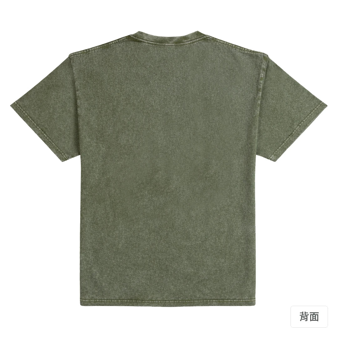 諧教 013｜瓶凍人（深色衣款）｜235g 水洗落肩棉T 荒野綠 背面
